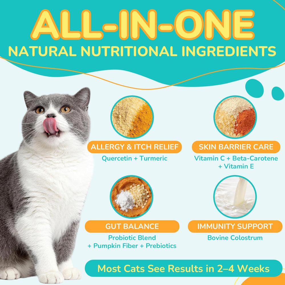 Woyamay Cat quercetin and turmeric highlight natural soothing notes.