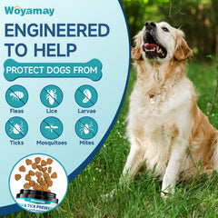 Woyamay chicken-flavor chews; highly palatable daily treat with flea prevention benefits.