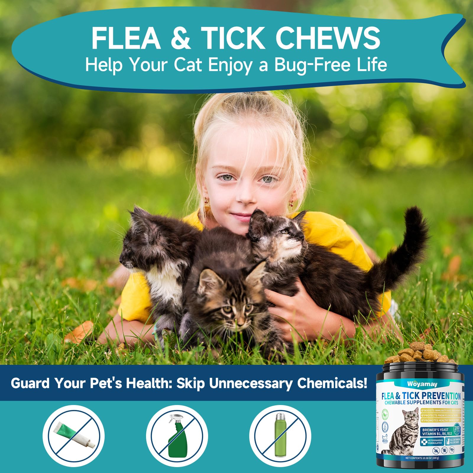 Woyamay daily protection for cats: reduces pest exposure with regular use.