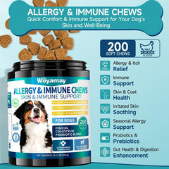 Woyamay dog allergy chews chicken flavor treats for picky dogs.