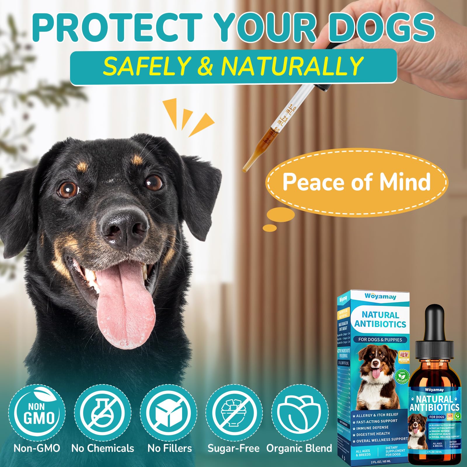 Woyamay dog antibiotics ingredients myrtle berry for immune-friendly care.