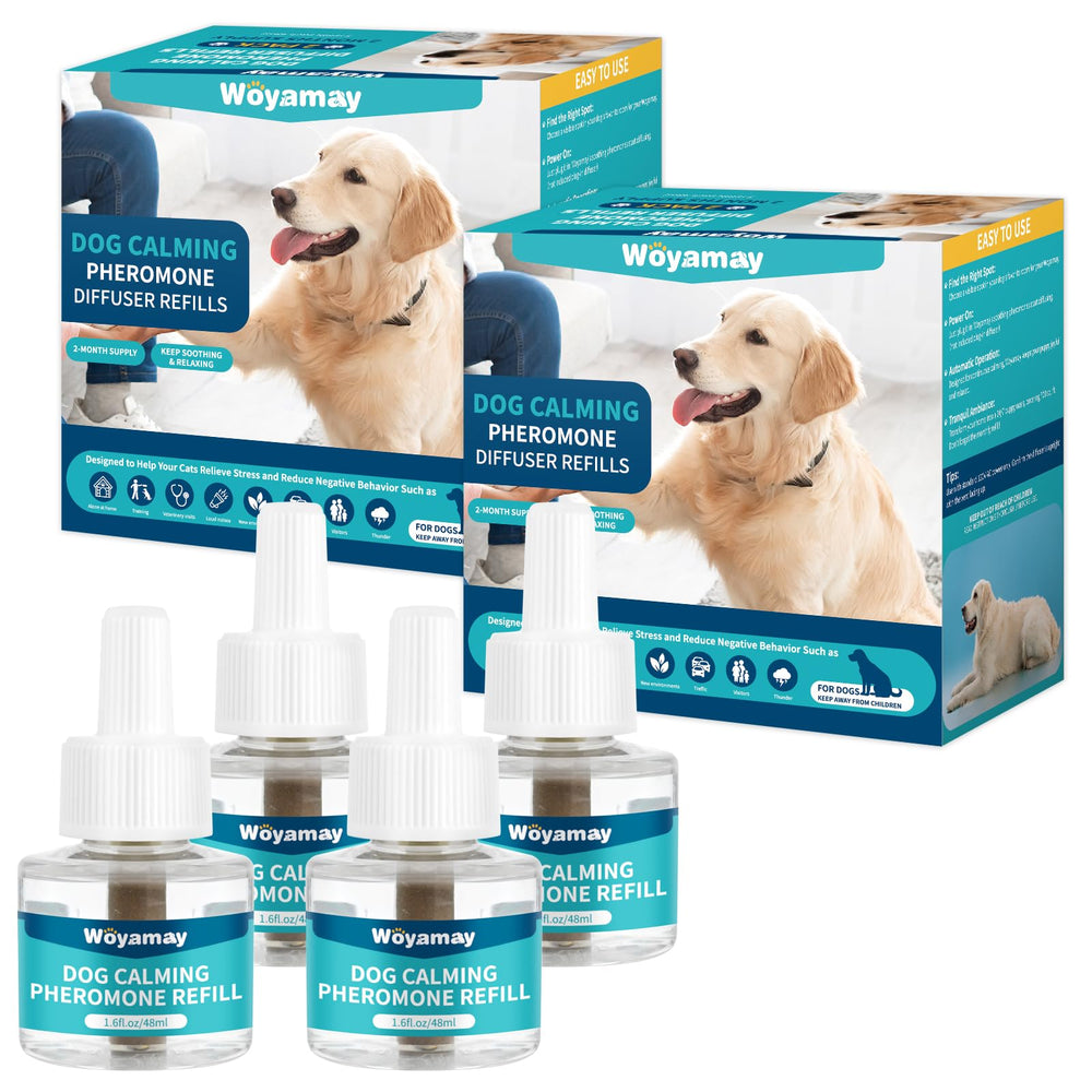 Woyamay dog calming diffuser refill four-pack for long-lasting use.