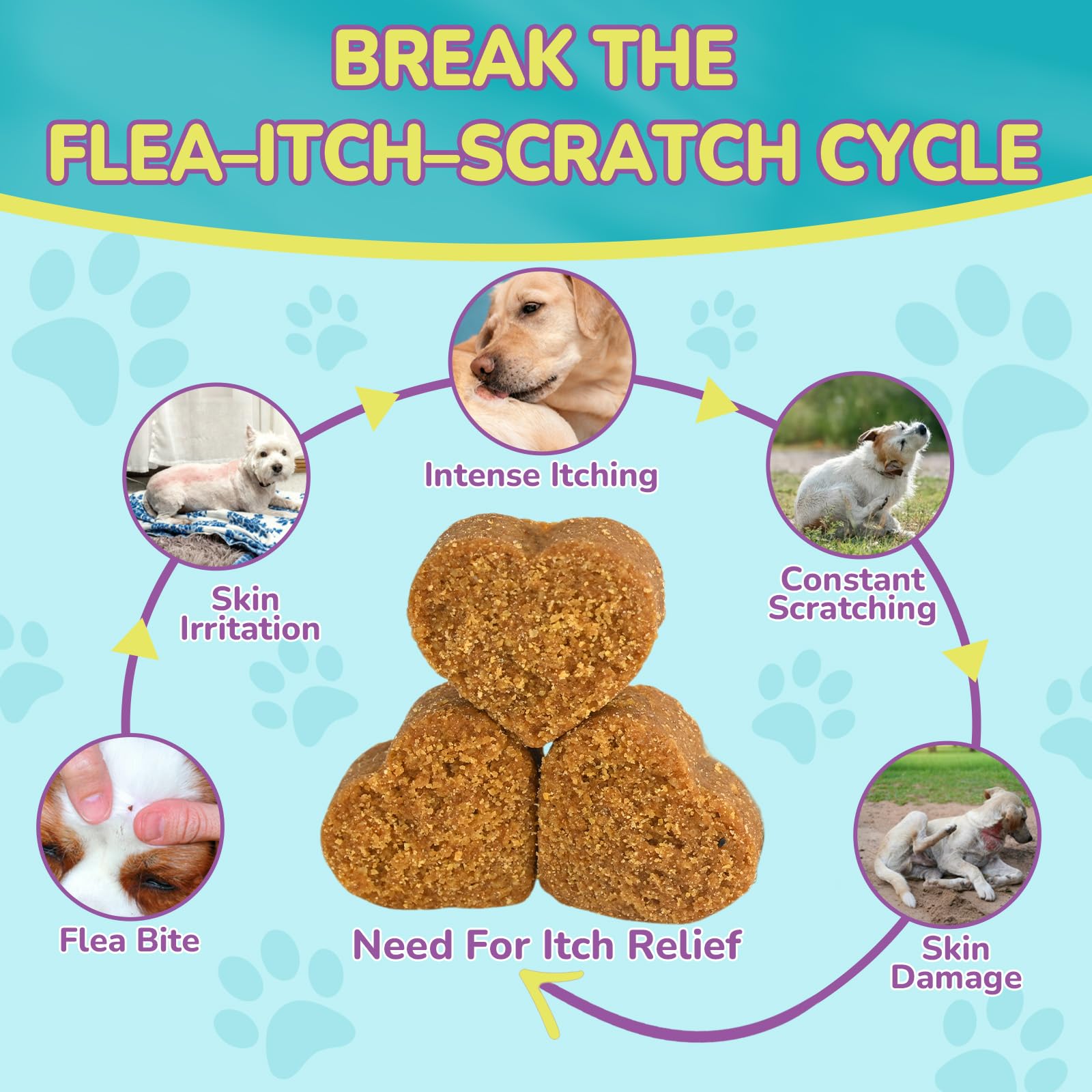 Dog chewing Woyamay chews, supporting healthy skin and coat.