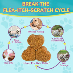 Dog chewing Woyamay chews, supporting healthy skin and coat.