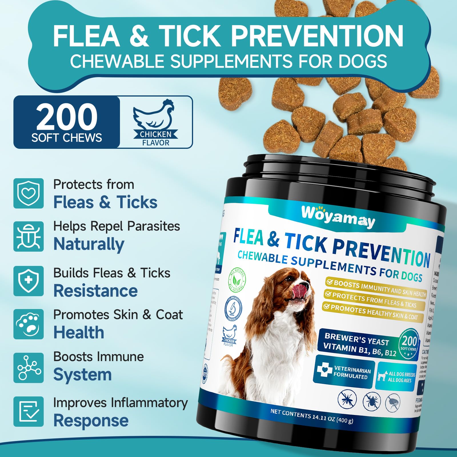 Woyamay chews for puppies; easy daily use for gentle pest protection.