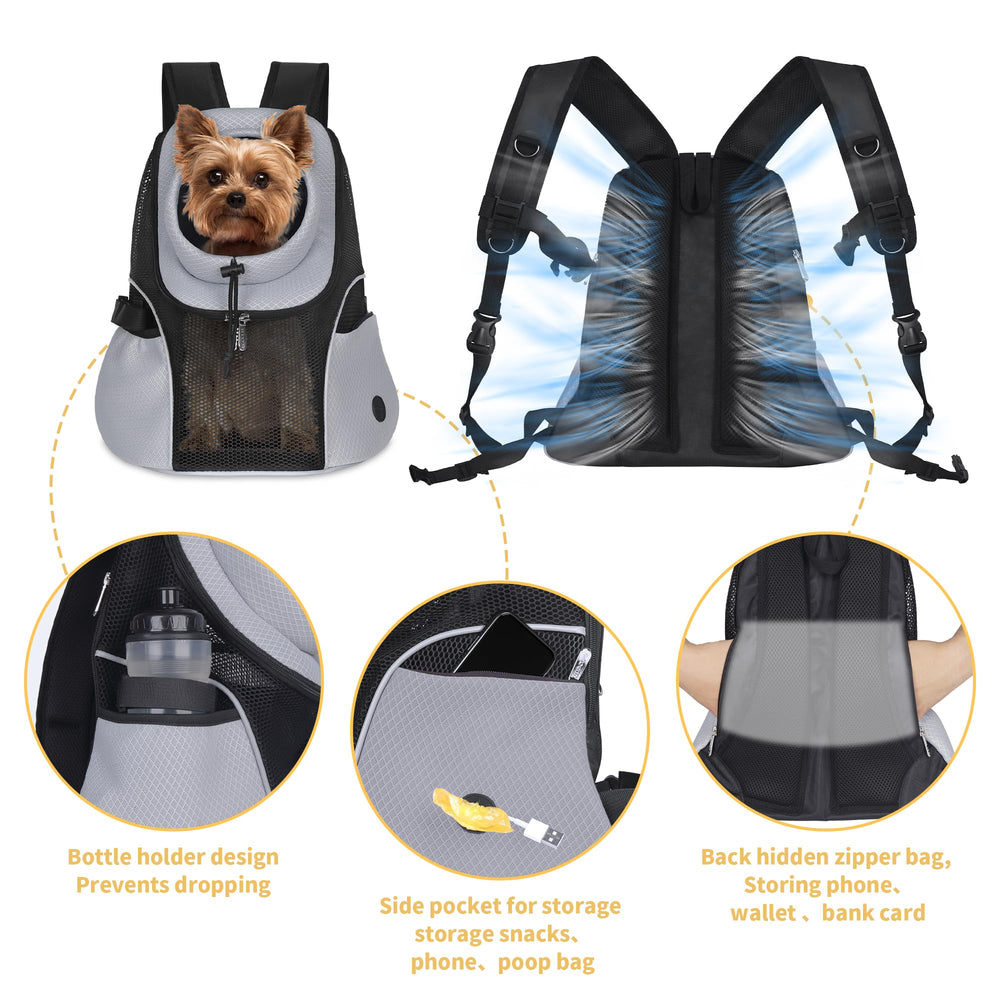 WOYYHO dog carrier backpack adjustable shoulder straps improve wearing comfort.