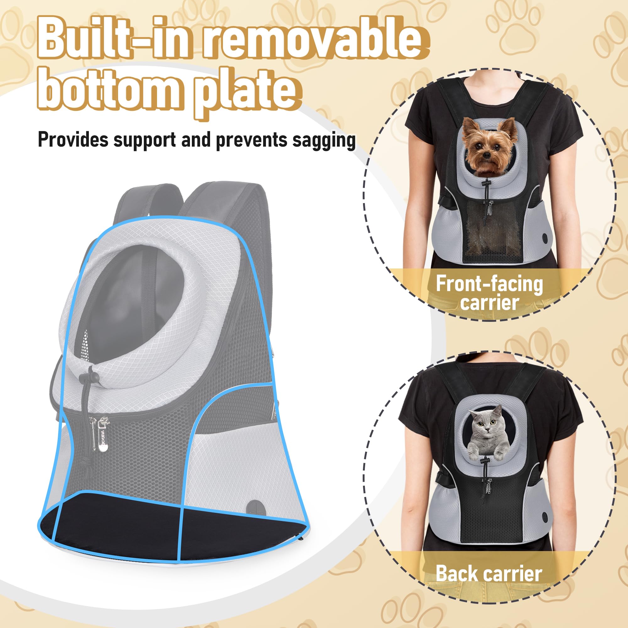 WOYYHO dog carrier backpack poop bag dispenser and USB port adds convenience.