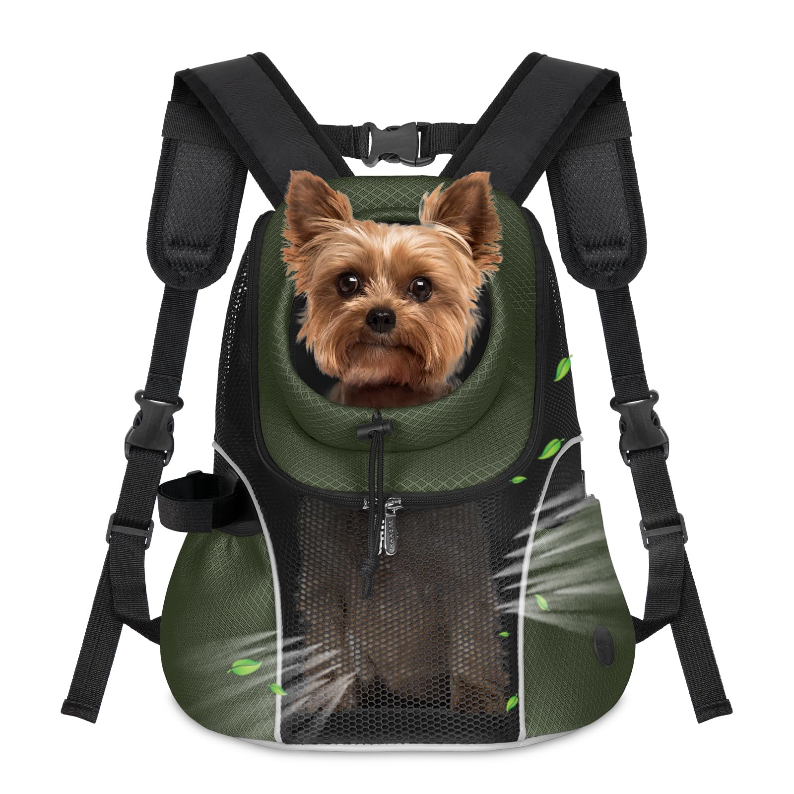 WOYYHO pet carrier backpack front view with breathable mesh for outdoor comfort.