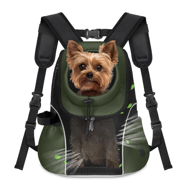 WOYYHO pet carrier backpack front view with breathable mesh for outdoor comfort.