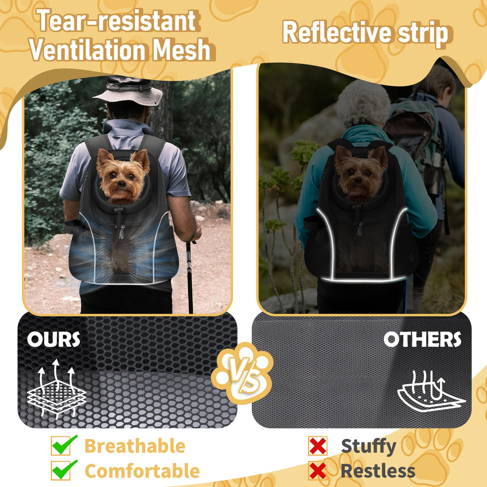 WOYYHO carrier side mesh panel demonstrates ventilation for pet comfort during outings.