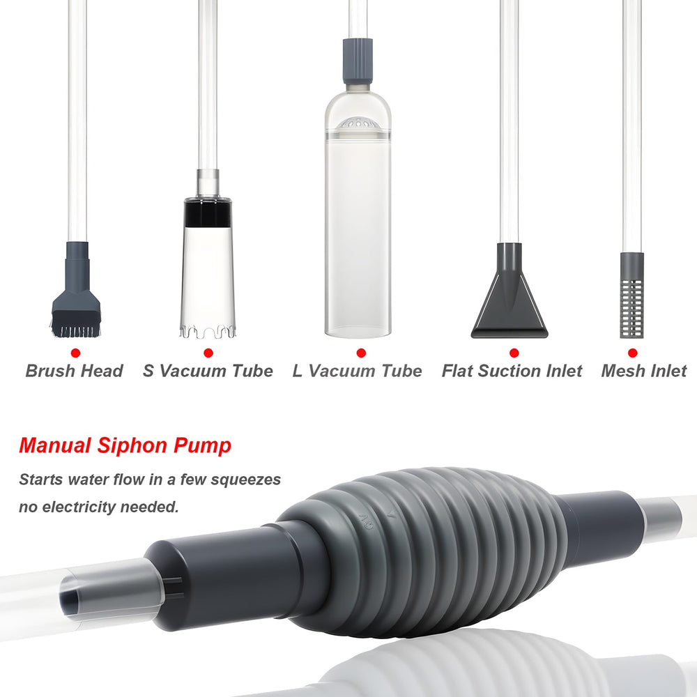 Woznusy aquarium siphon flow-control valve allows precise water changes and debris removal.