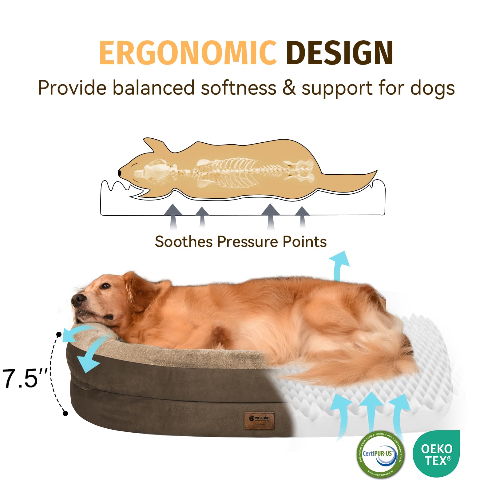WOZOKE 360° surround support with bolsters for curling or stretching