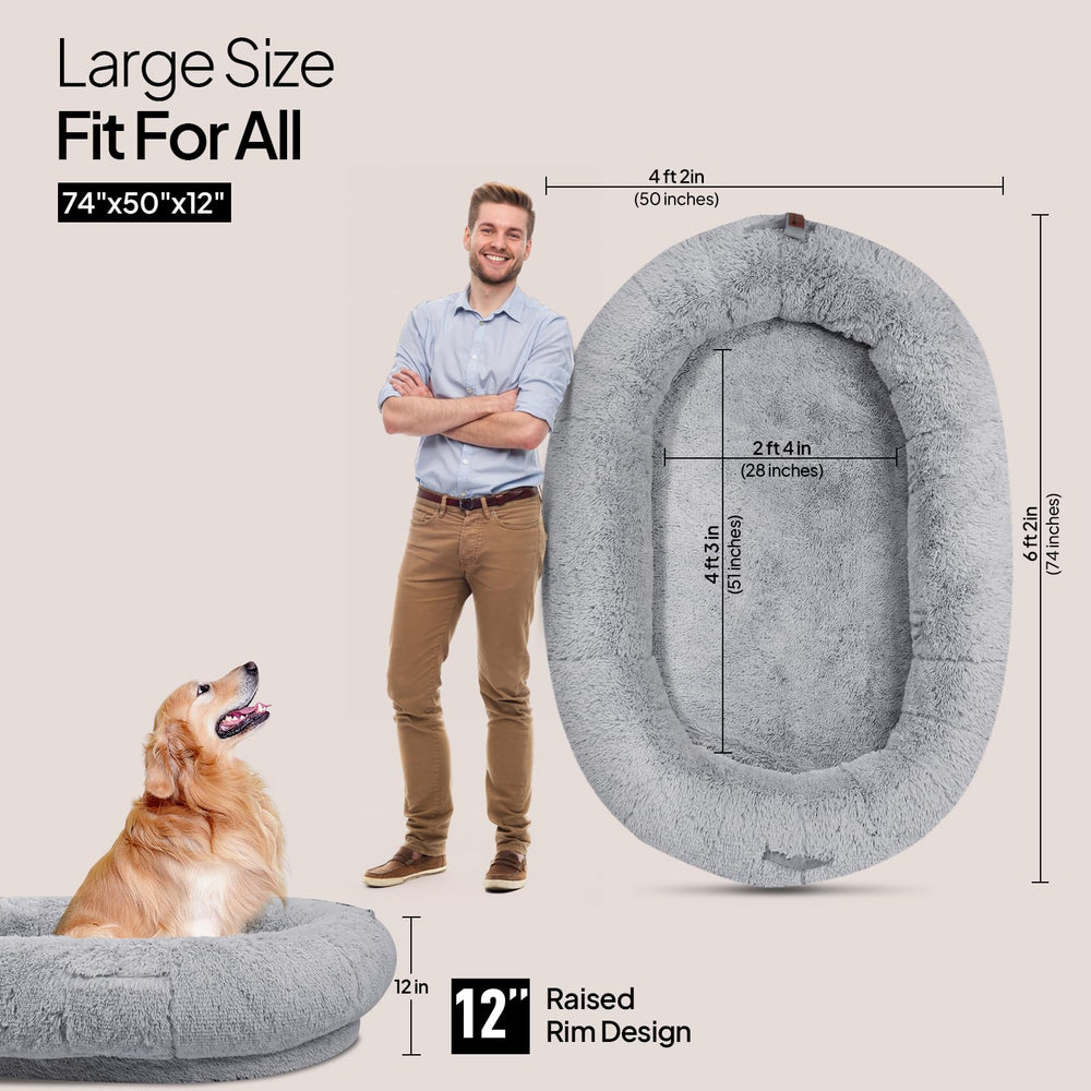 WOZOKE Giant Human Dog Bed storage pockets hold toys and remotes