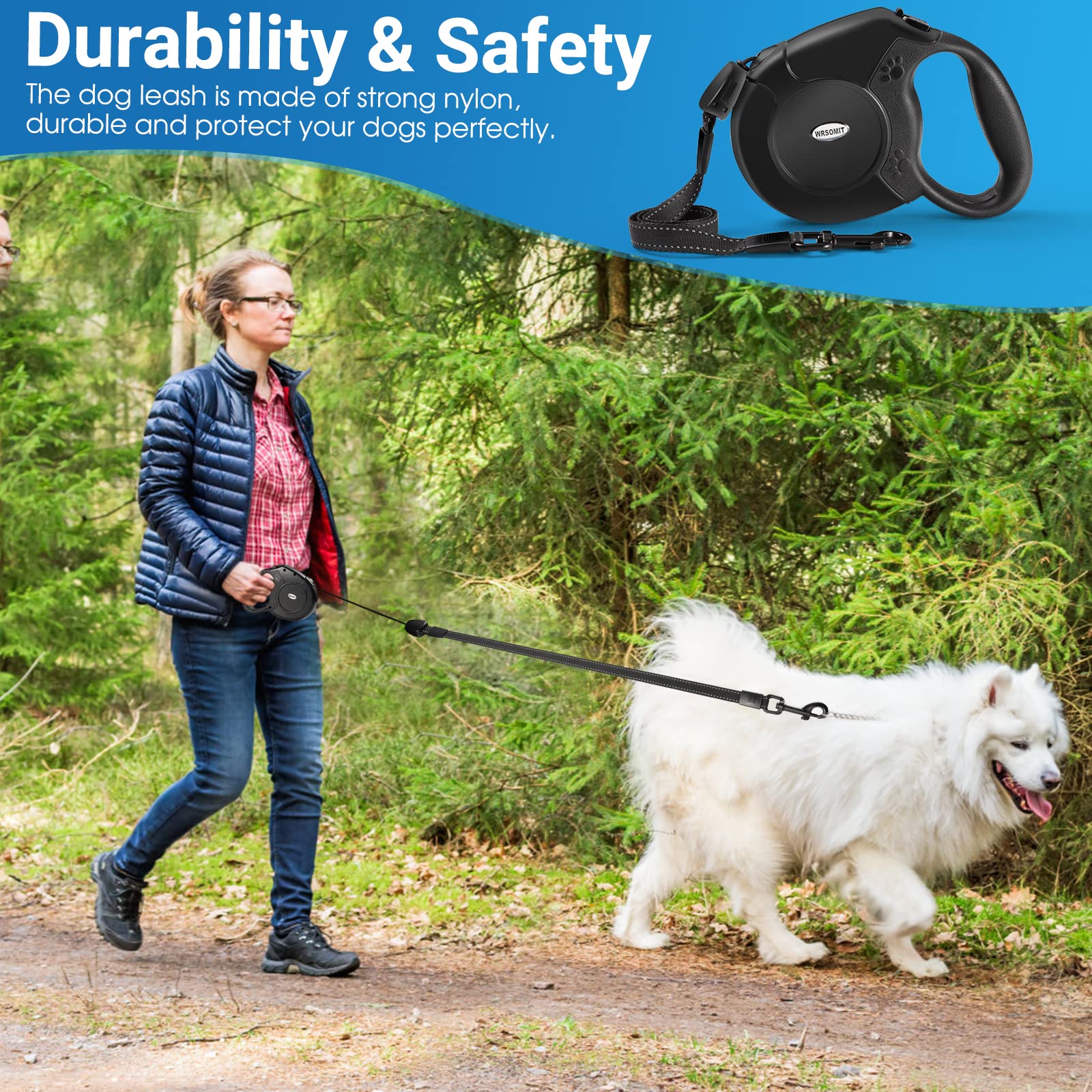 WRSOMIT lightweight leash with ergonomic grip for daily strolls.