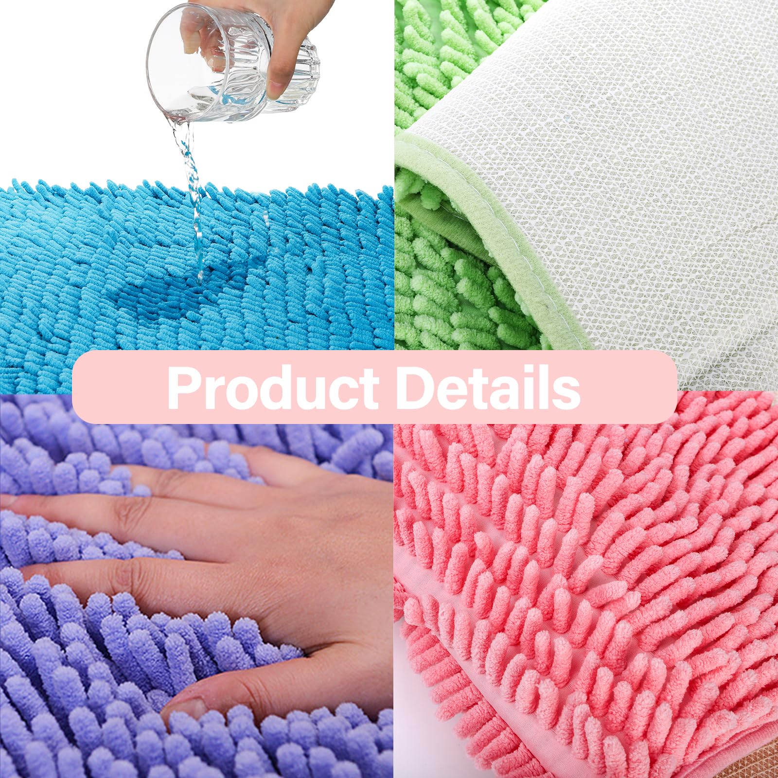 WRINGKIT microfiber chenille mat with high absorbency and soft touch