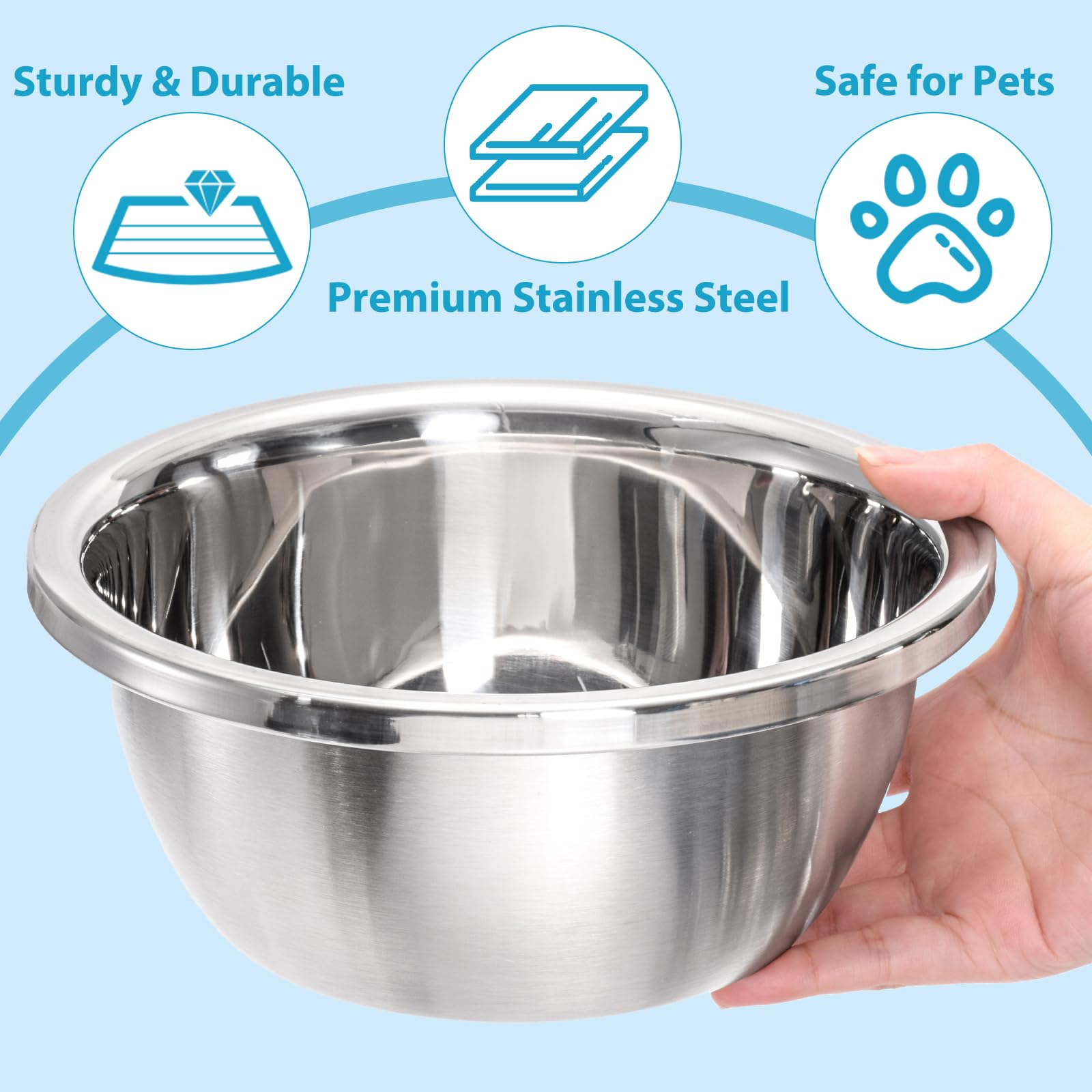 WRINGKIT stainless steel bowls are durable, rust-resistant, and non-toxic.