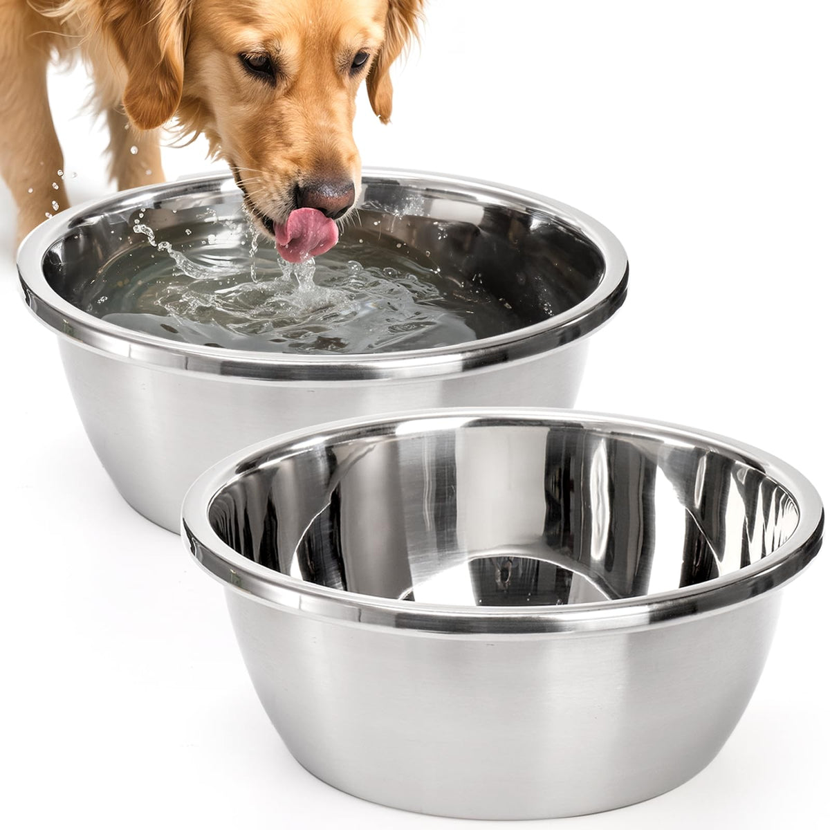 WRINGKIT two-pack large dog bowls with deep 24-cup capacity for big dogs.