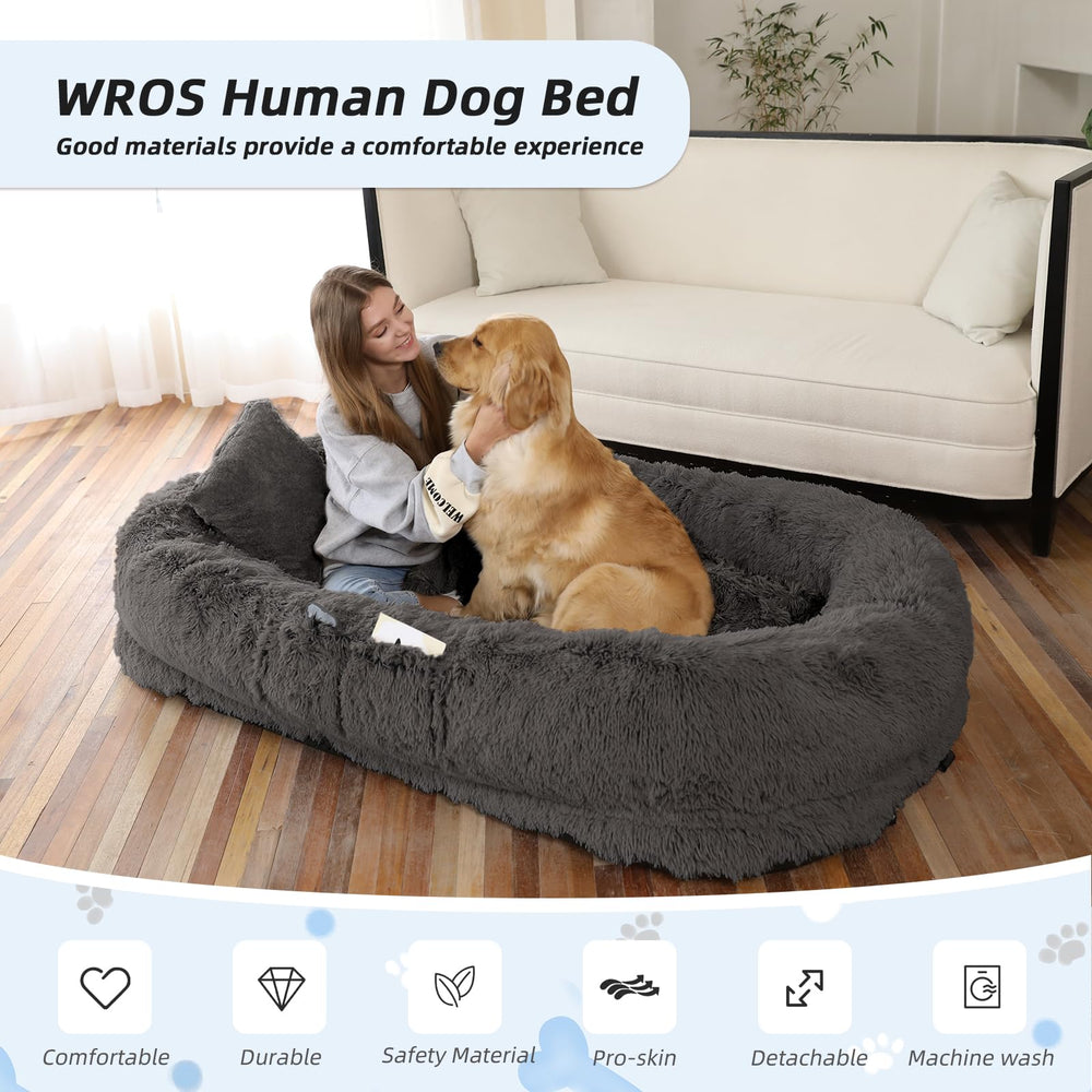 WROS faux fur cover closeup shows soft, warm texture for cozy naps.