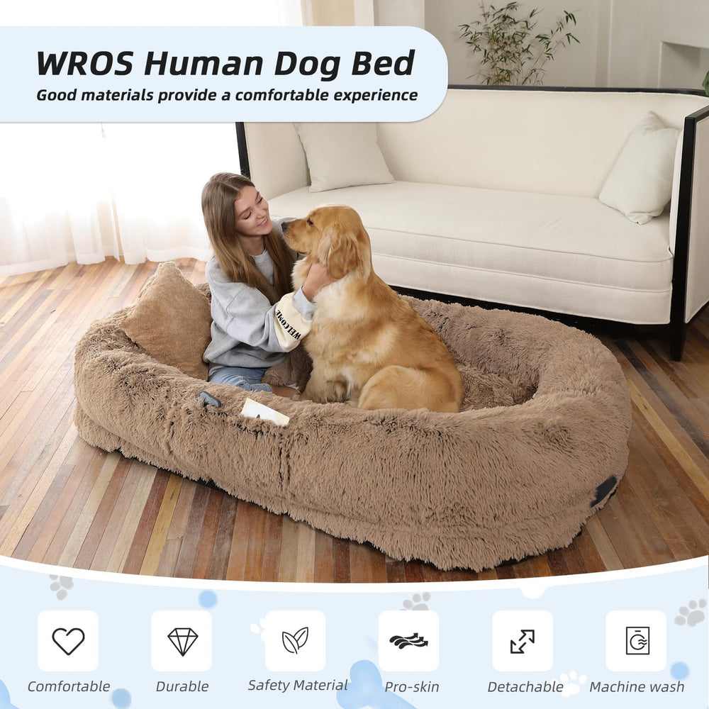WROS bed faux fur close-up highlights soft, warm texture for comfort