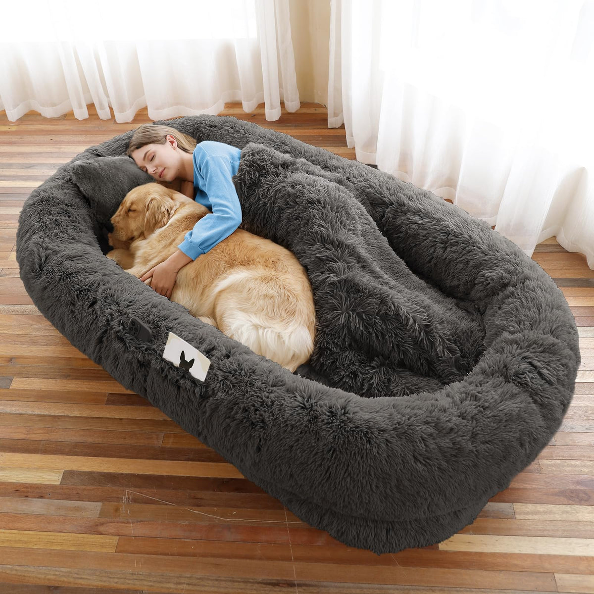 WROS human dog bed full setup shows spacious rest for you and your pet.