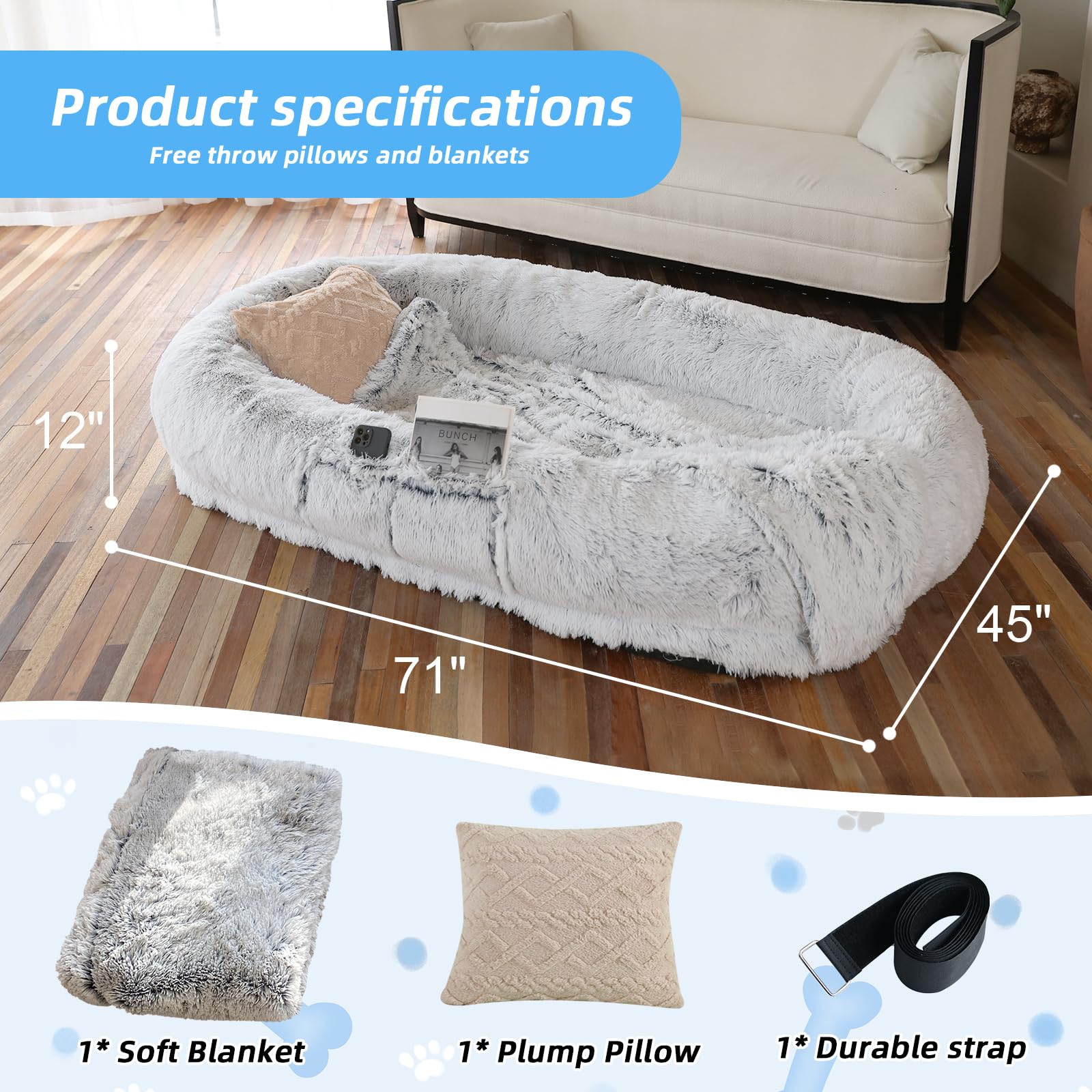 WROS Non-slip base keeps the bed steady during cuddling sessions