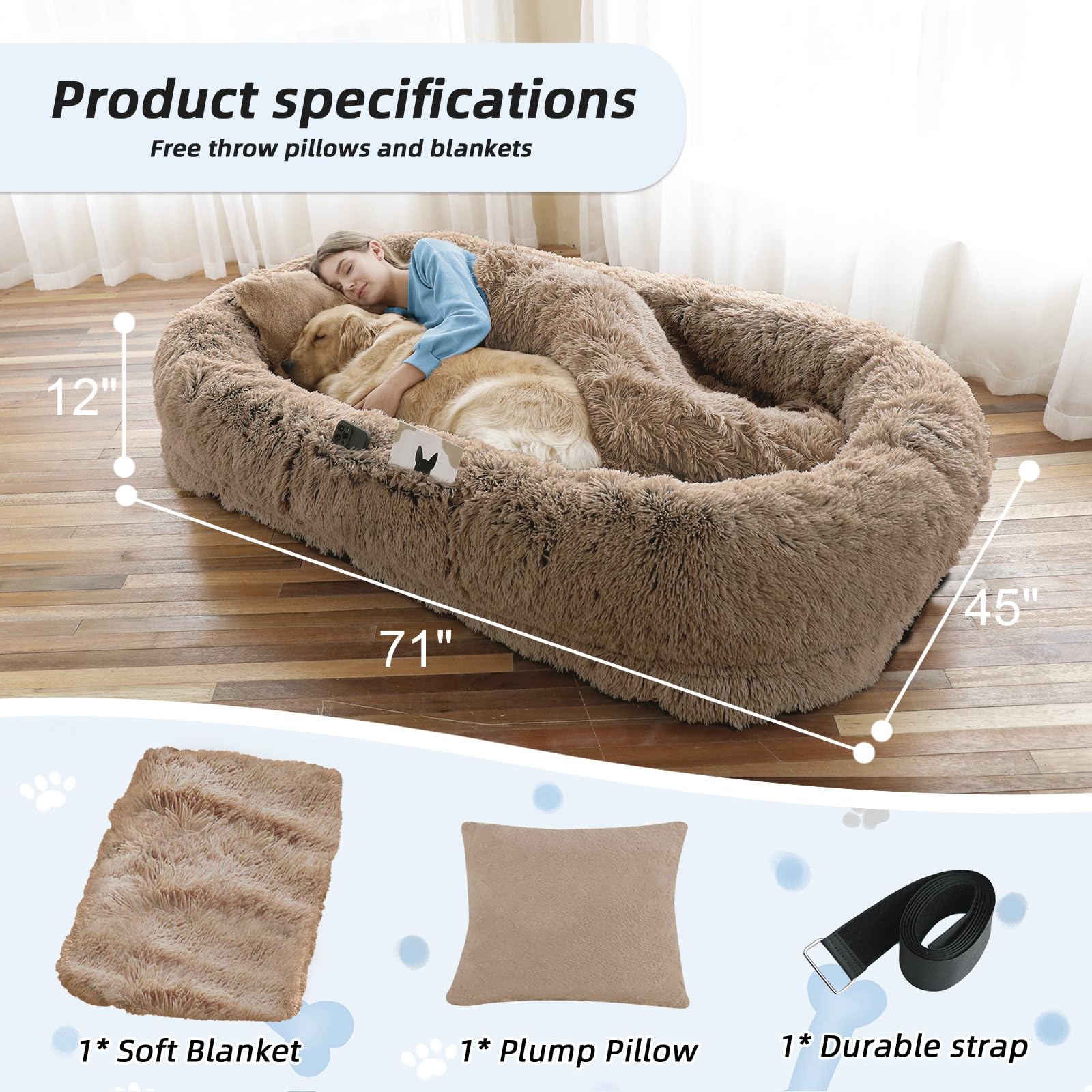 WROS bed package includes blanket, pillow, and strap for setup