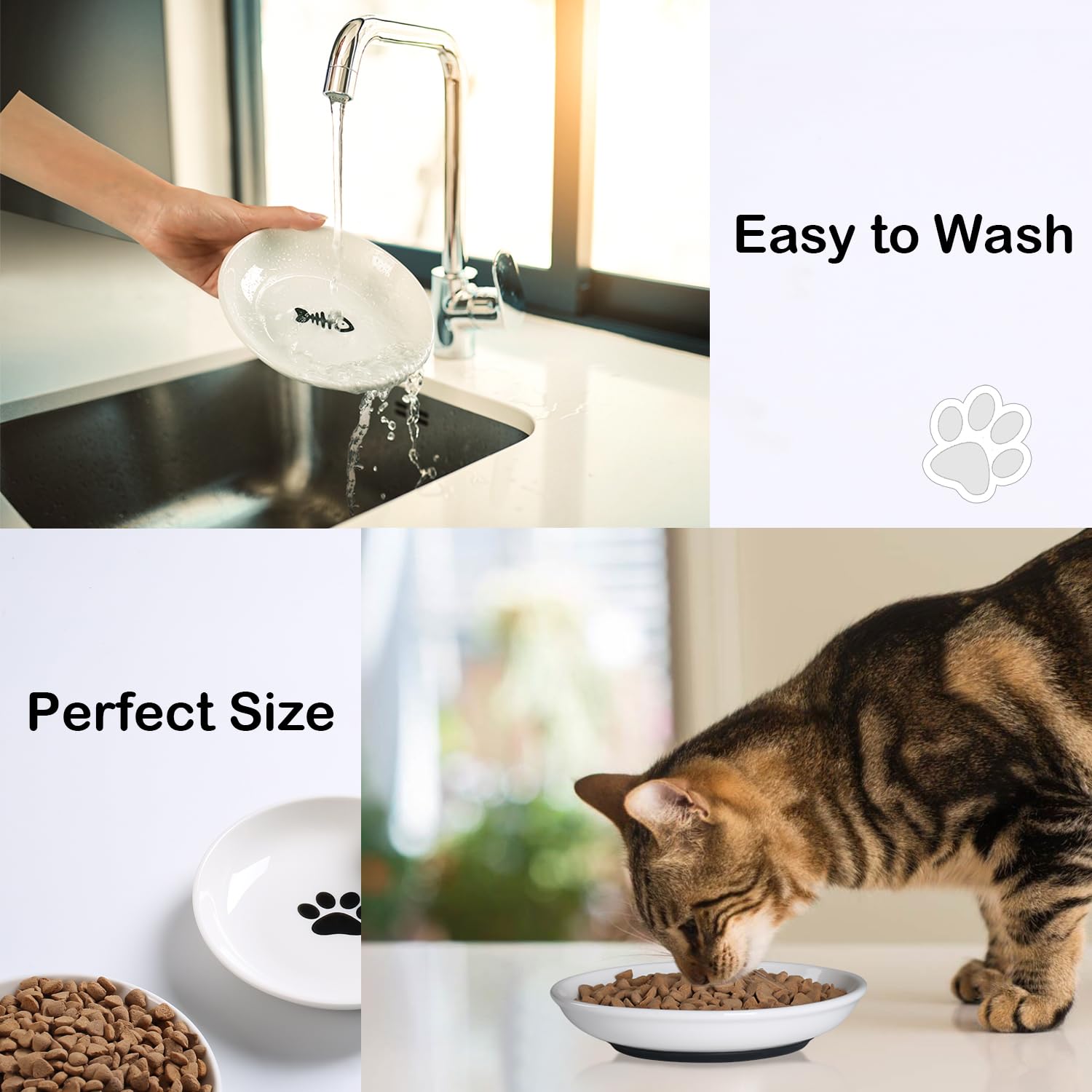 WROSWT cat bowl with silicone base protects floors and reduces noise