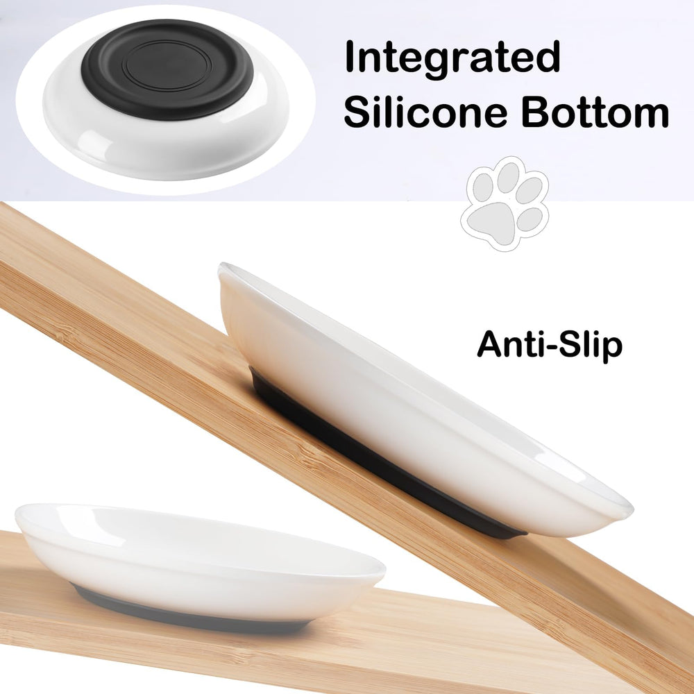 WROSWT ceramic cat bowl uses safe material for hygienic meals.