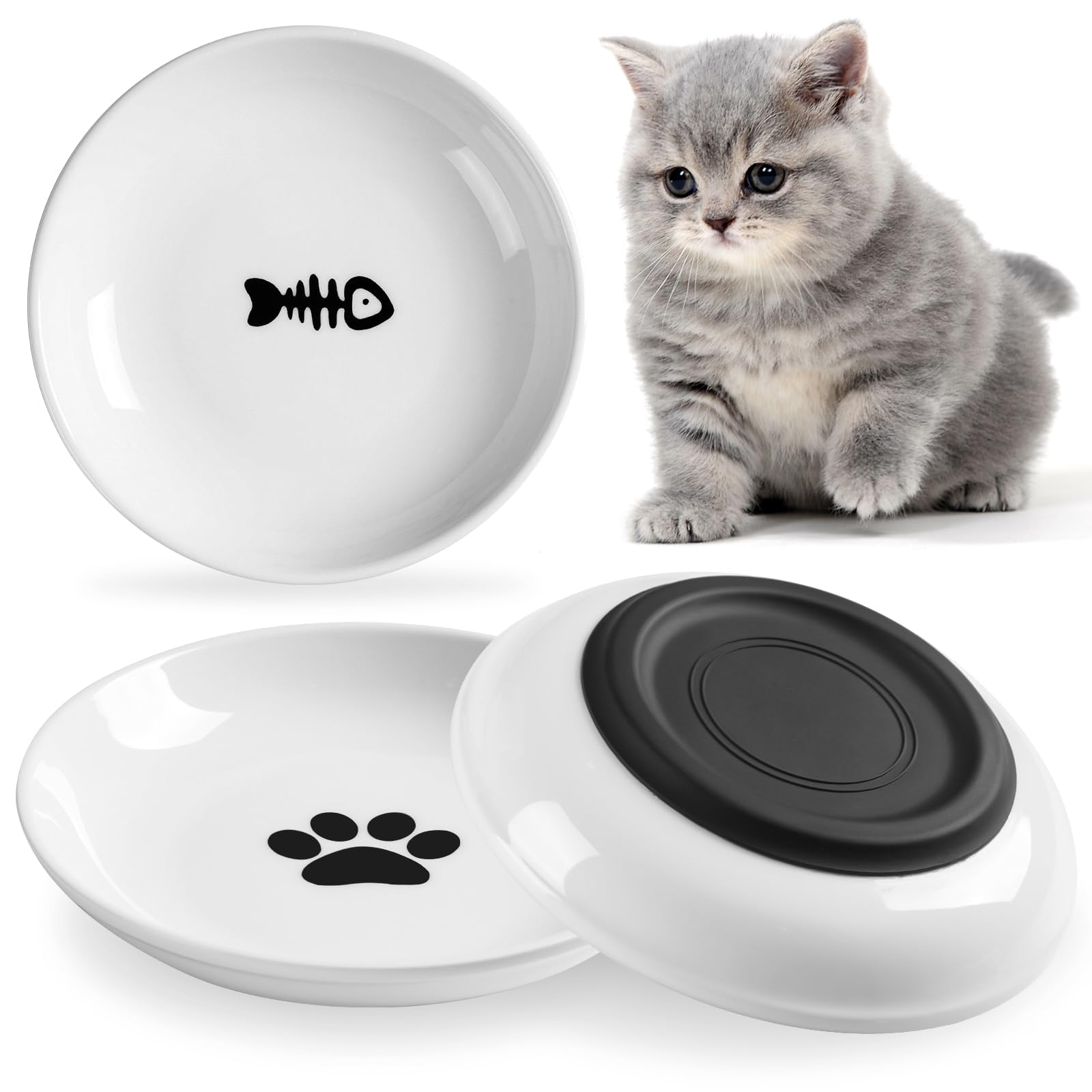 WROSWT cat bowl with silicone base provides non-slip stability during meals.