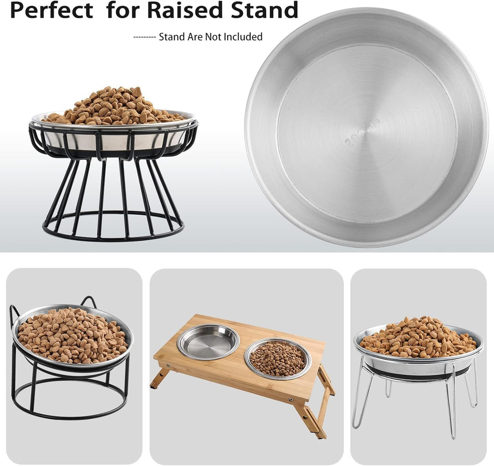 WROSWT dishwasher-safe cat bowls with smooth surfaces for easy cleaning.