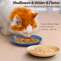 WROSWT ceramic cat dishes set adds color to cats’ mealtime.