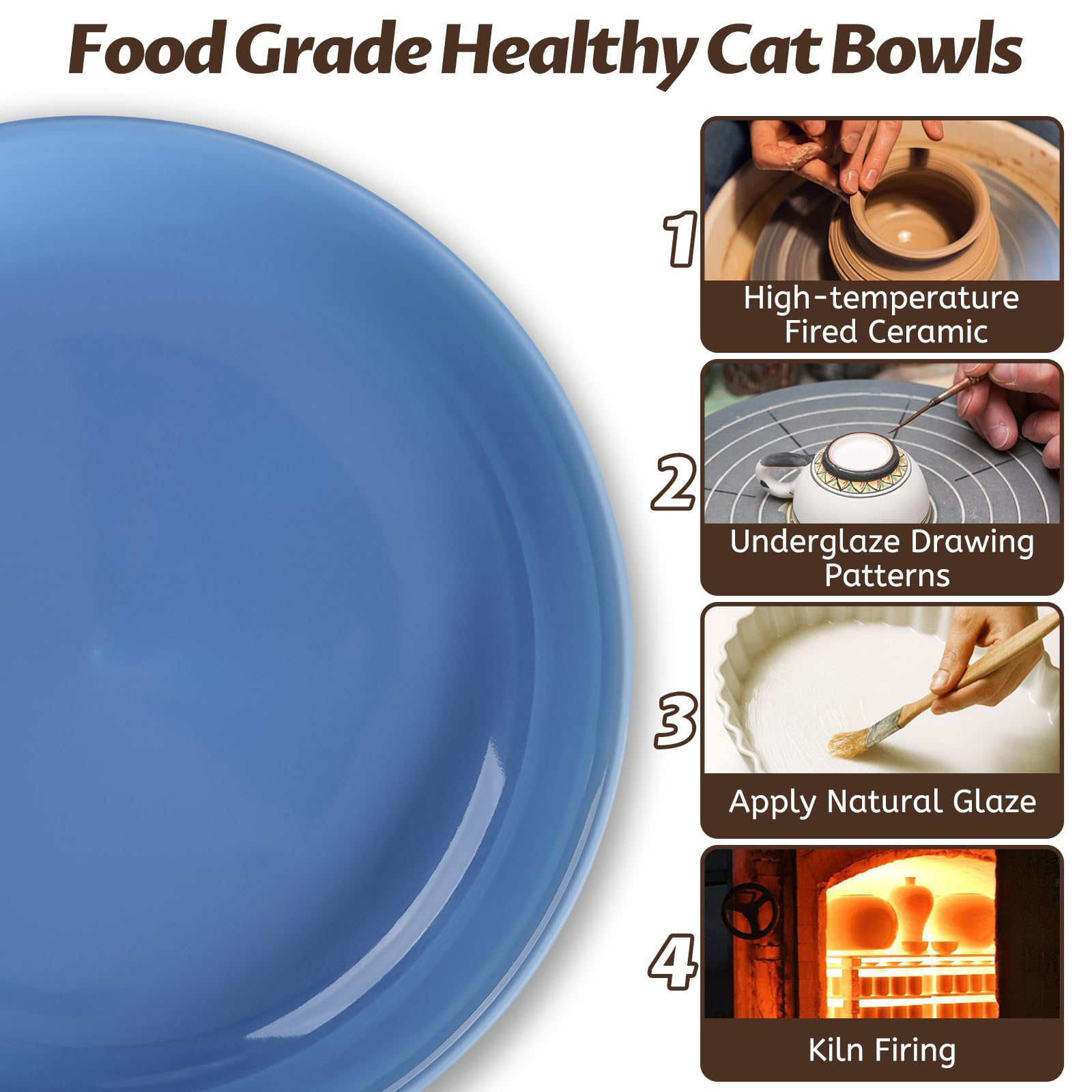 WROSWT dishwasher-safe cat bowls simplify cleanup after meals.