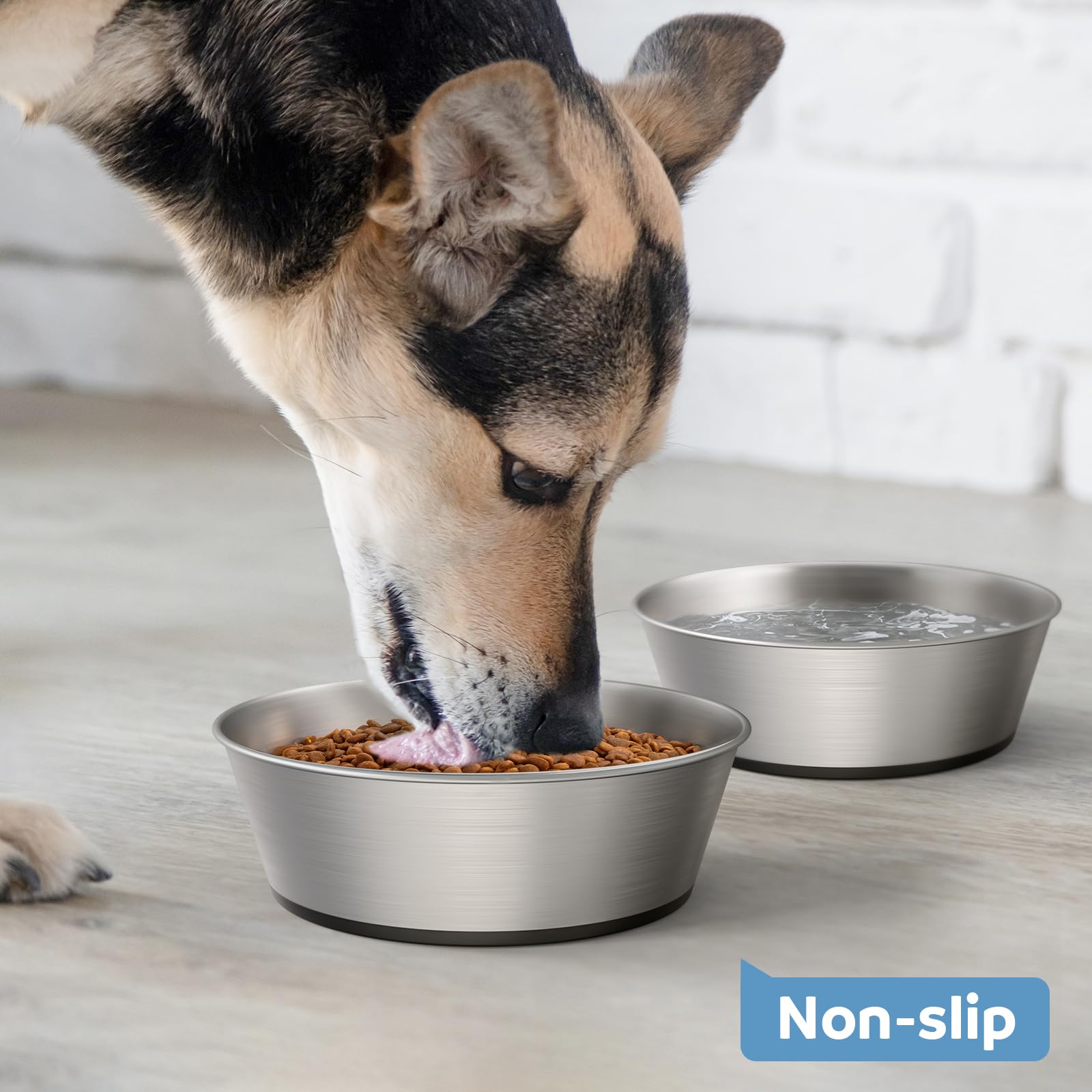 WROSWT dishwasher-safe stainless dog bowl simplifies post-meal cleanup.