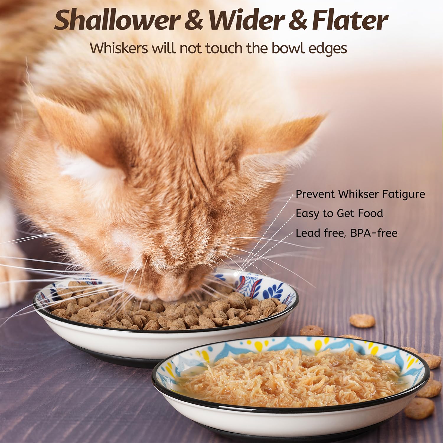 WROSWT four-pack cat bowls suitable for wet, dry food or water.