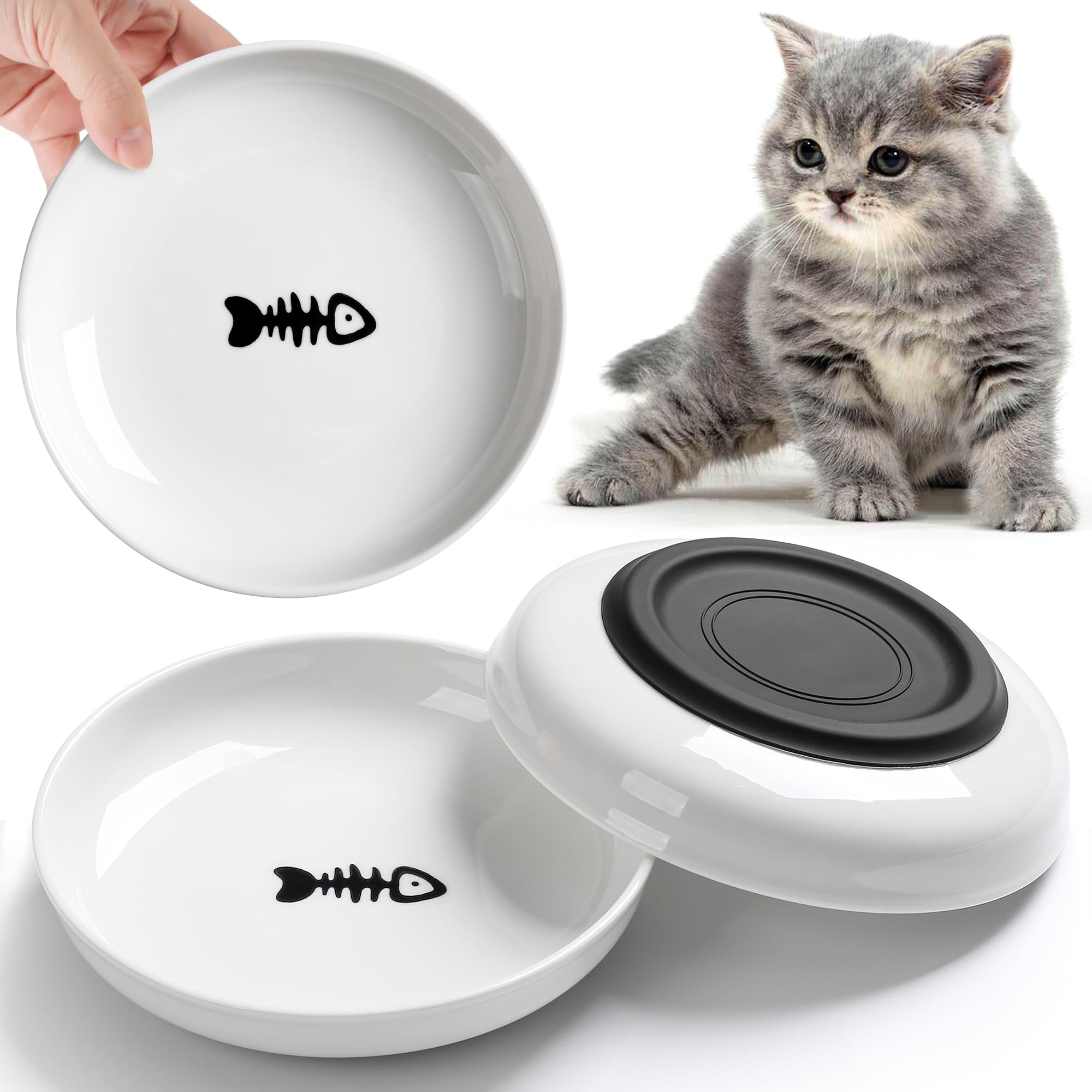 WROSWT No Spill Cat Bowls 3-pack with non-slip base keeps meals steady for indoor cats.