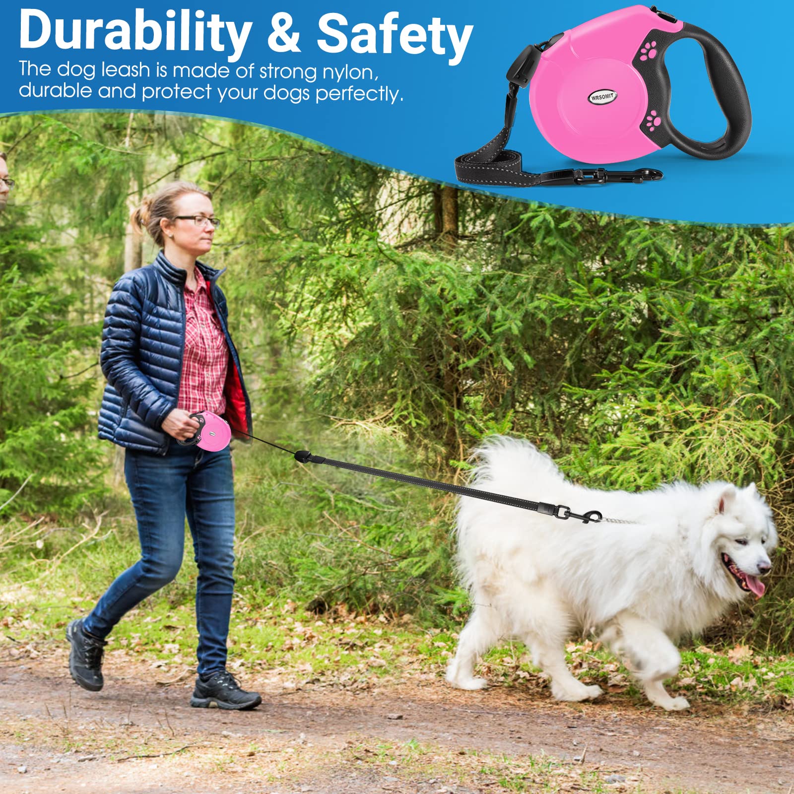 WRSOMIT leash design supports dogs up to 99 lbs
