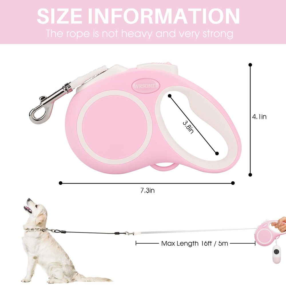 WRSOMIT leash with dual-roll poop bag dispenser for quick cleanup
