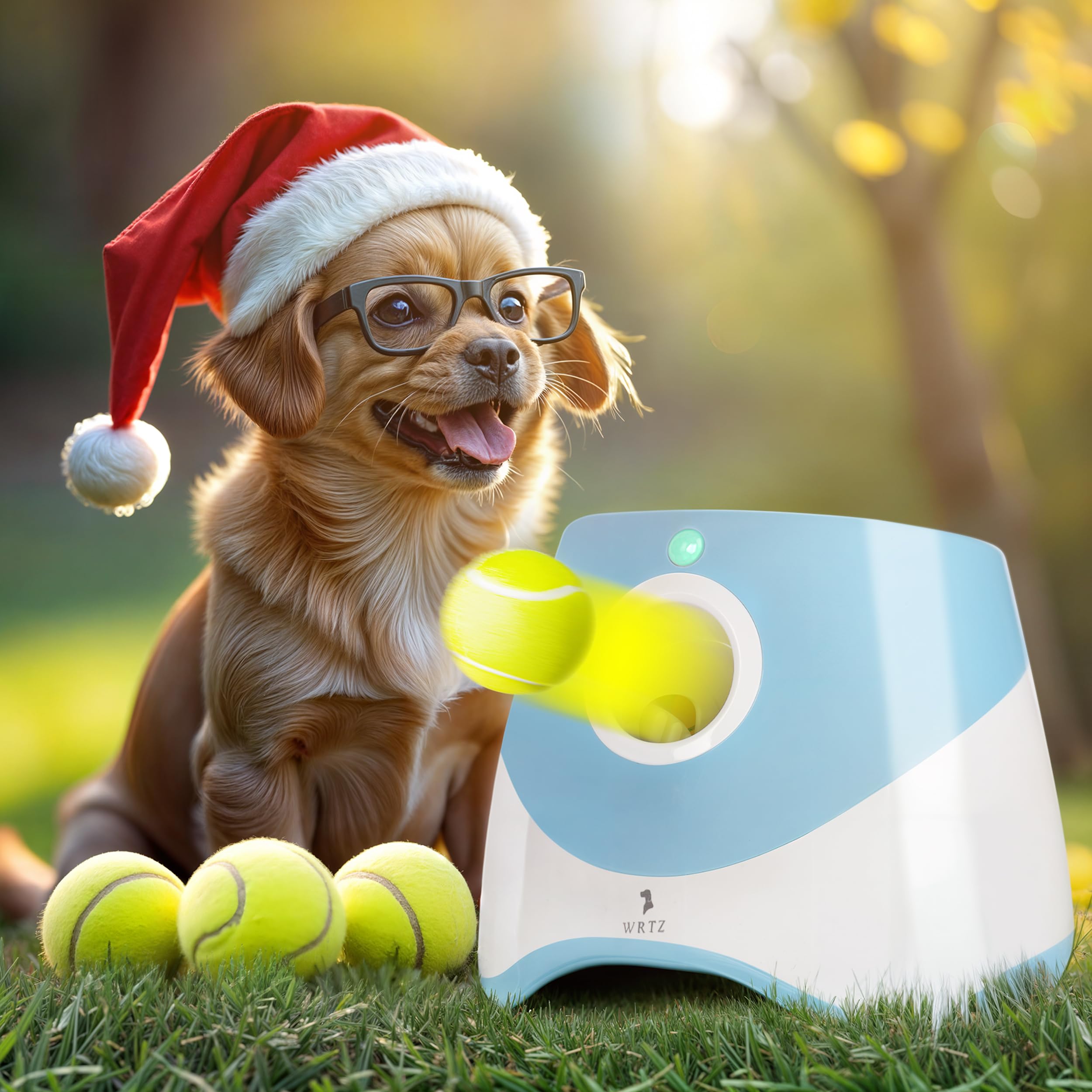 WRTZ automatic dog ball launcher for small dogs enables safe indoor play.