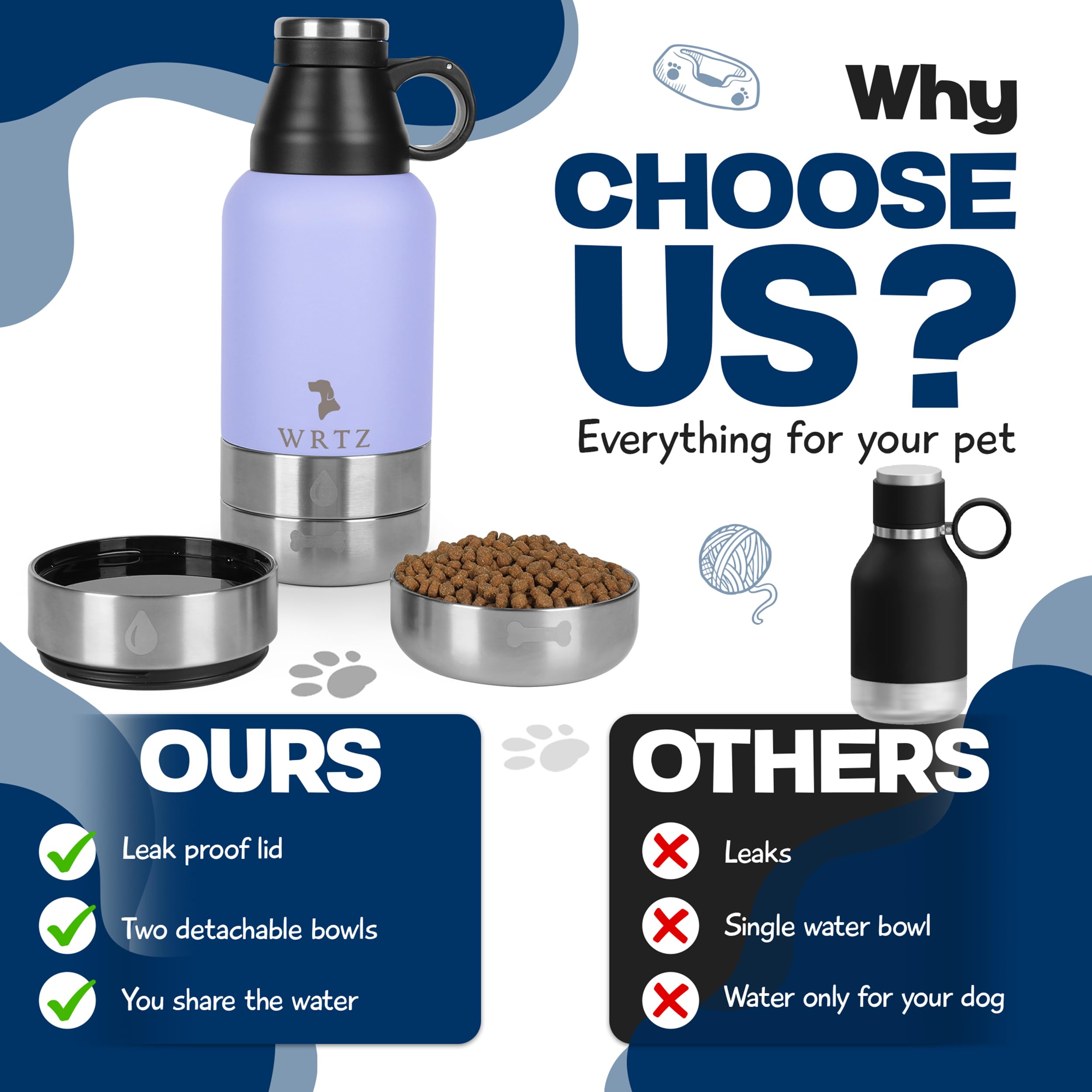 WRTZ removable bowls offer convenient dog feeding during outdoor adventures