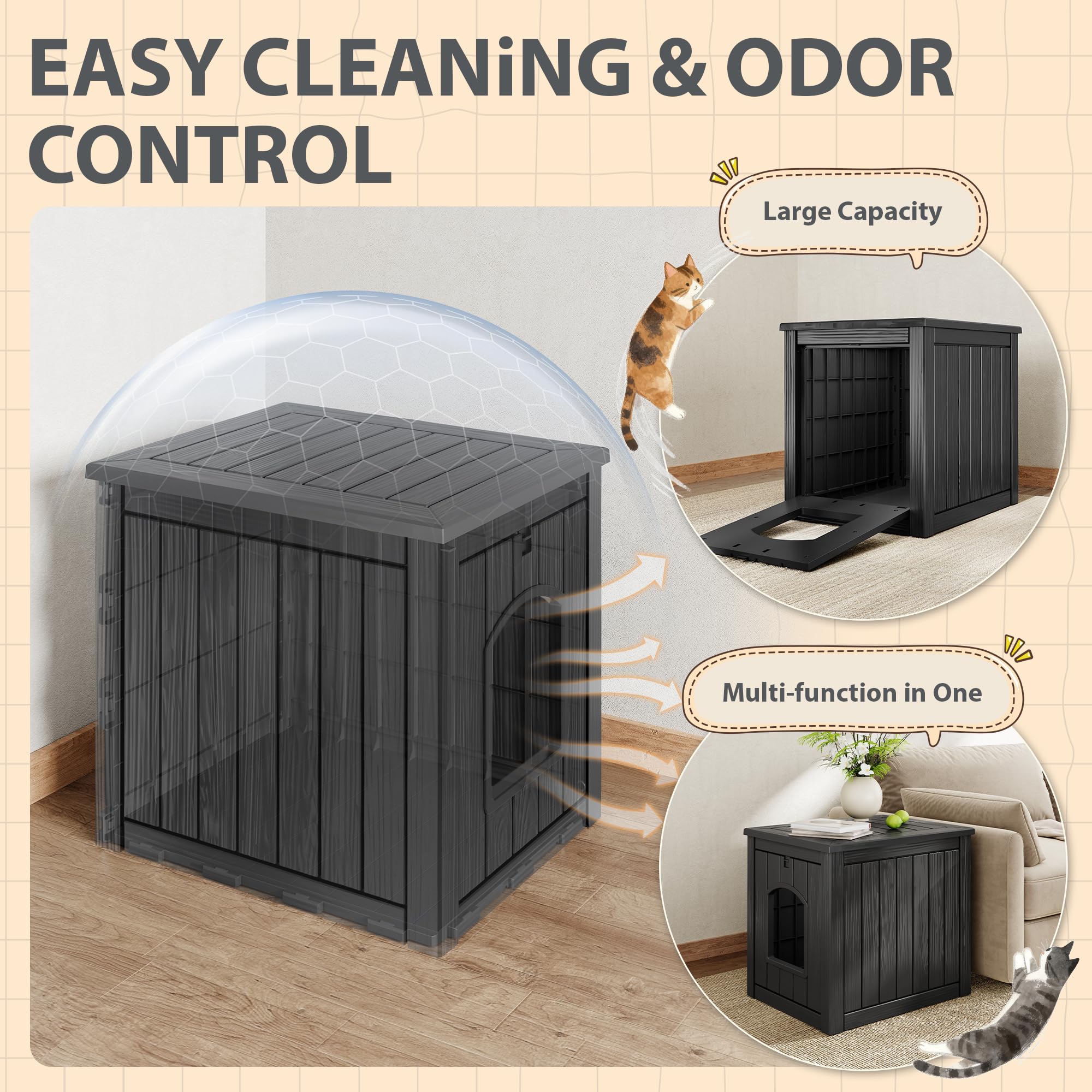 WTFGO easy-clean plastic surface resists odors and cleans quickly.