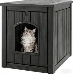 WTFGO cat litter box enclosure outdoor shelter demonstrates weatherproof protection.
