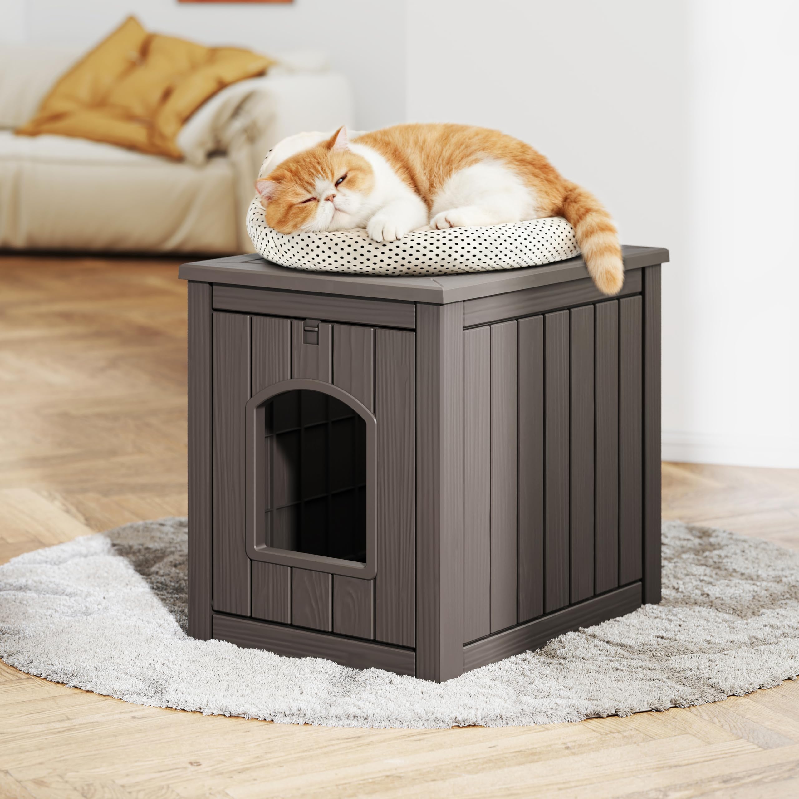 WTFGO weatherproof PP cat house resists rain and sun