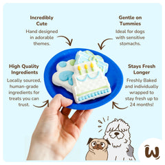 WÜFERS yogurty coating—creamy finish that dogs enjoy while nibbling.