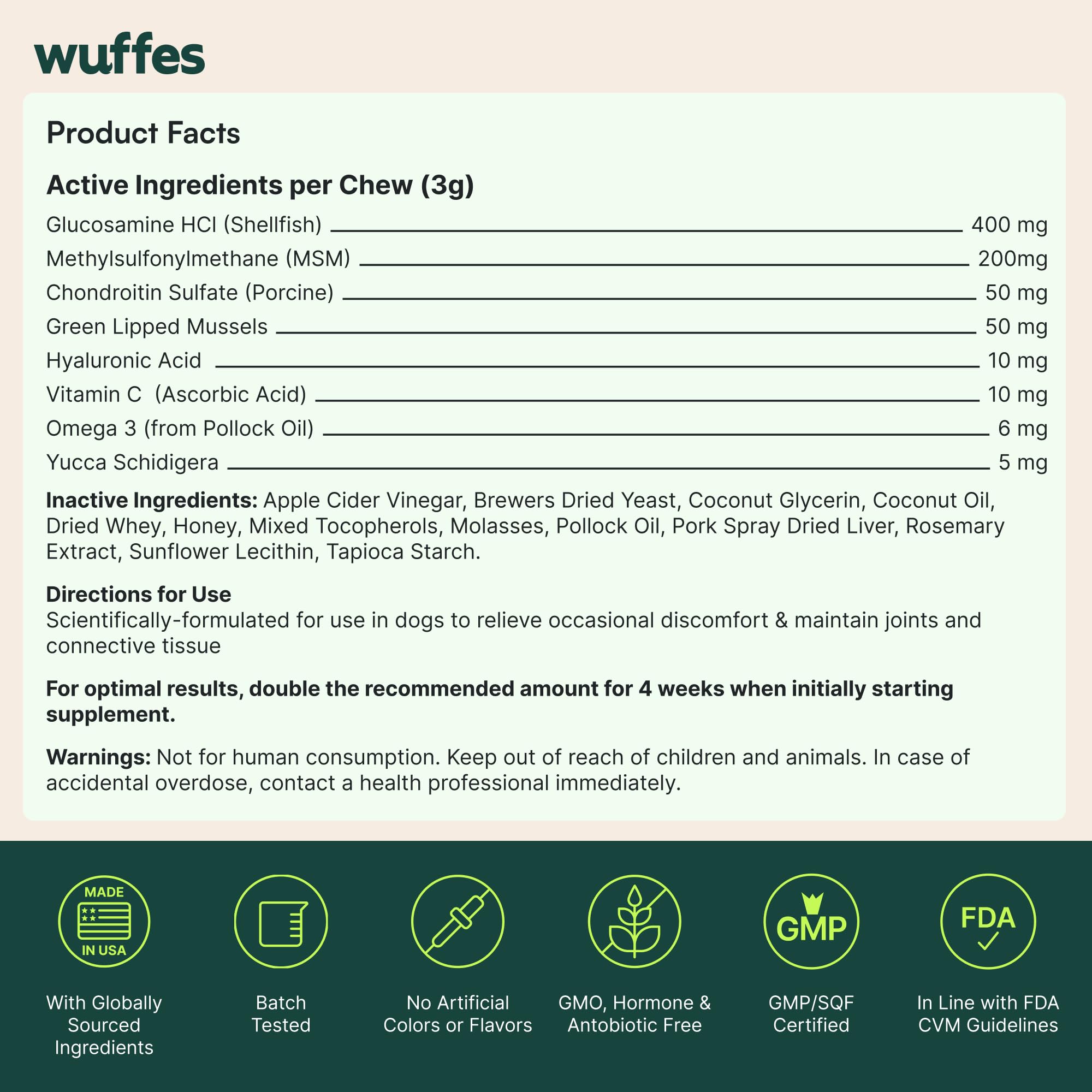 Wuffes bottle display image demonstrates user-friendly packaging for ongoing care