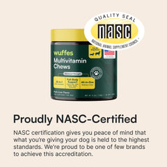 Wuffes USA-made bottle and label signaling quality and safety.