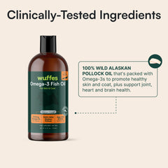 Wuffes Wild Pollock Oil origin emphasizes sustainability and quality