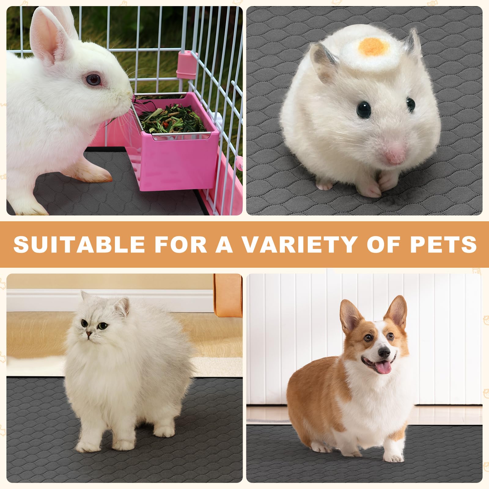 WUFFLYDRY dark gray liner offers stain resistance for long-term small-pet use.
