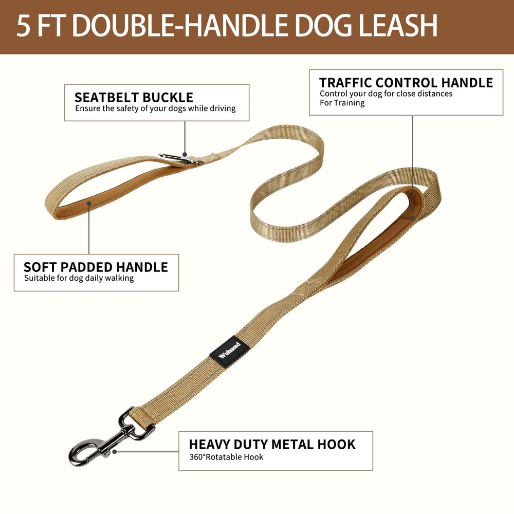 Wuhnesd 5 ft leash with car seatbelt clip for car travel