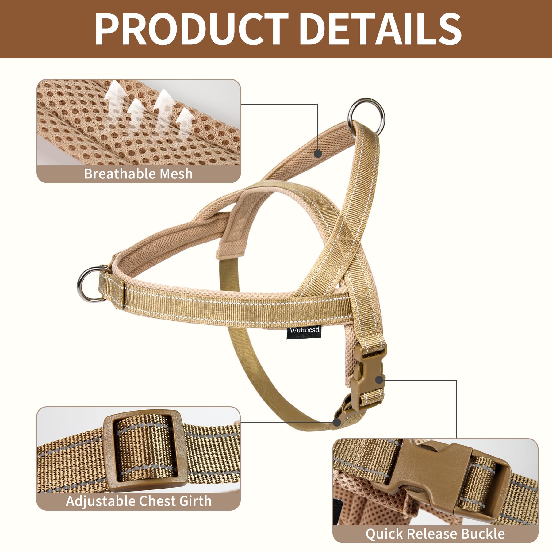 Wuhnesd No Pull Harness front chest D-ring for training and redirects