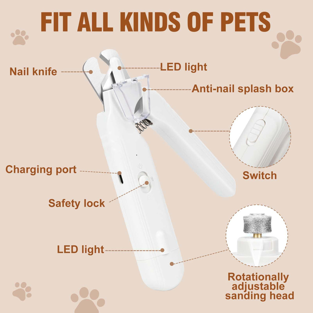 Wuioyz dog nail clippers with LED light for safe trimming.